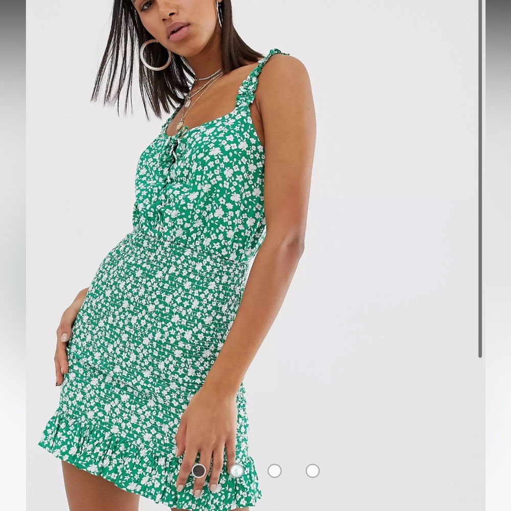 New ASOS shirred green floral dress